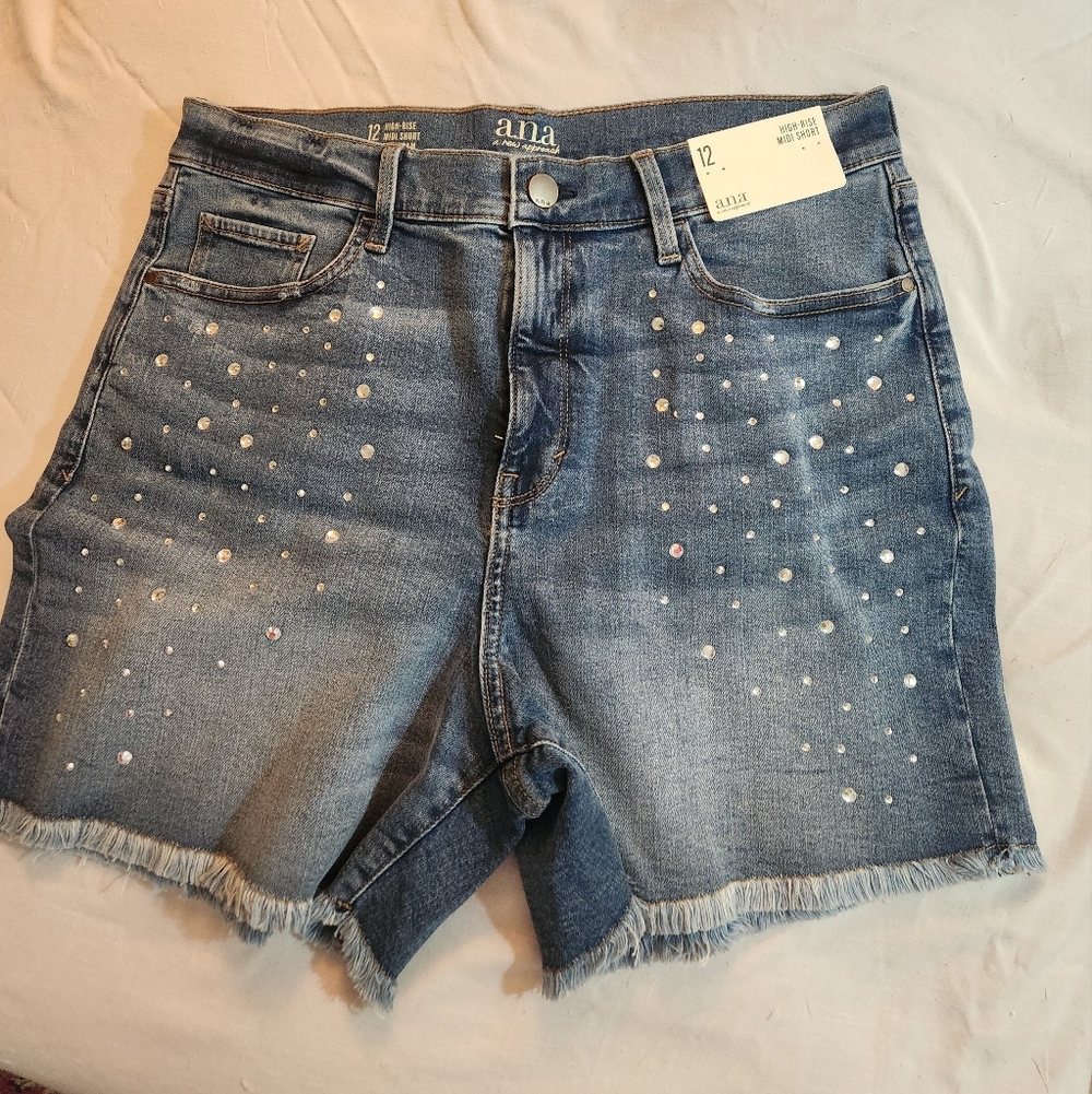 a.n.a Denim Jean Shorts with Rhinestone Detail